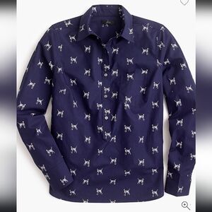 J Crew Classic Fit Popover in‎ Dalmatians Print Size 14